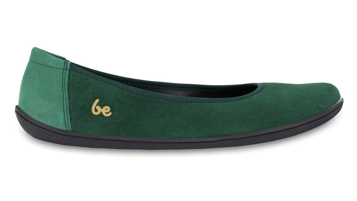 Barfußballerina, geschlossene Zehen und offener Einstieg, flexible Sohle, Einzelschuh, Seitenansicht außen