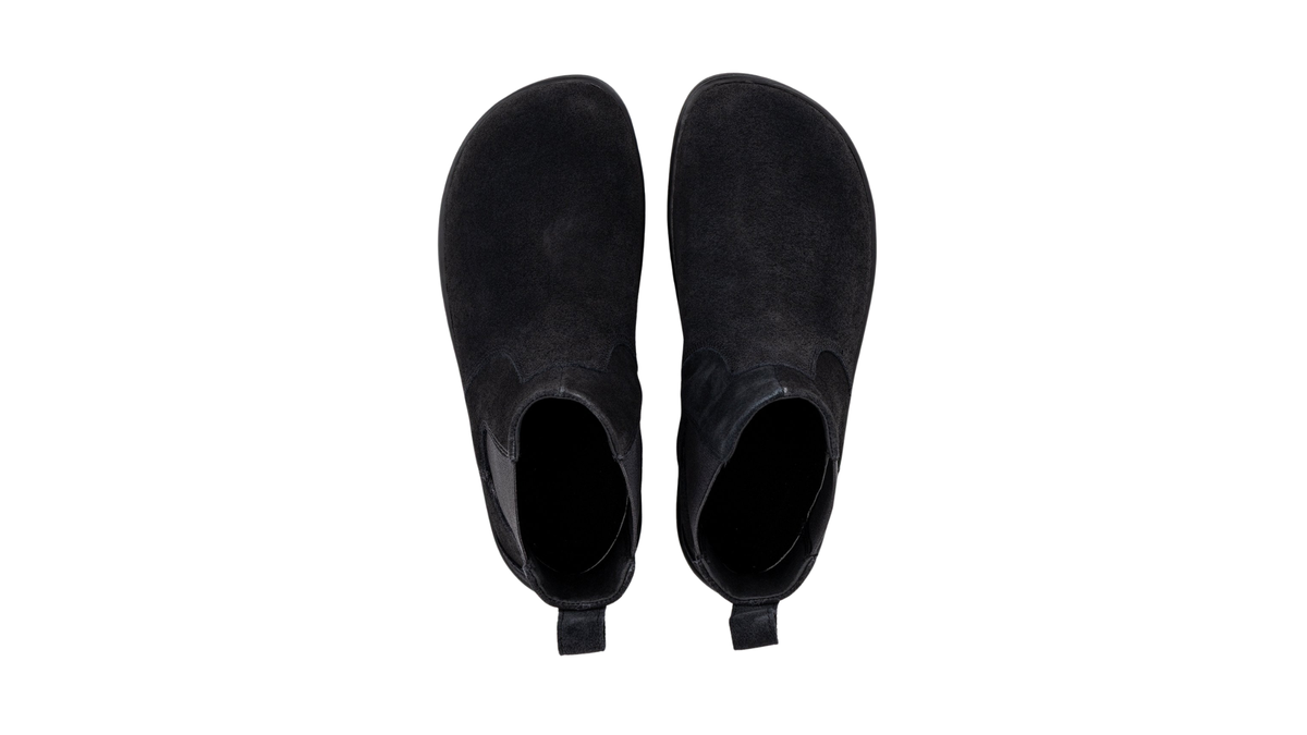 Paar Gefütterte Chelsea-Barfußstiefel für Damen mit Elastikeinsätzen und Zugschlaufen, Draufsicht