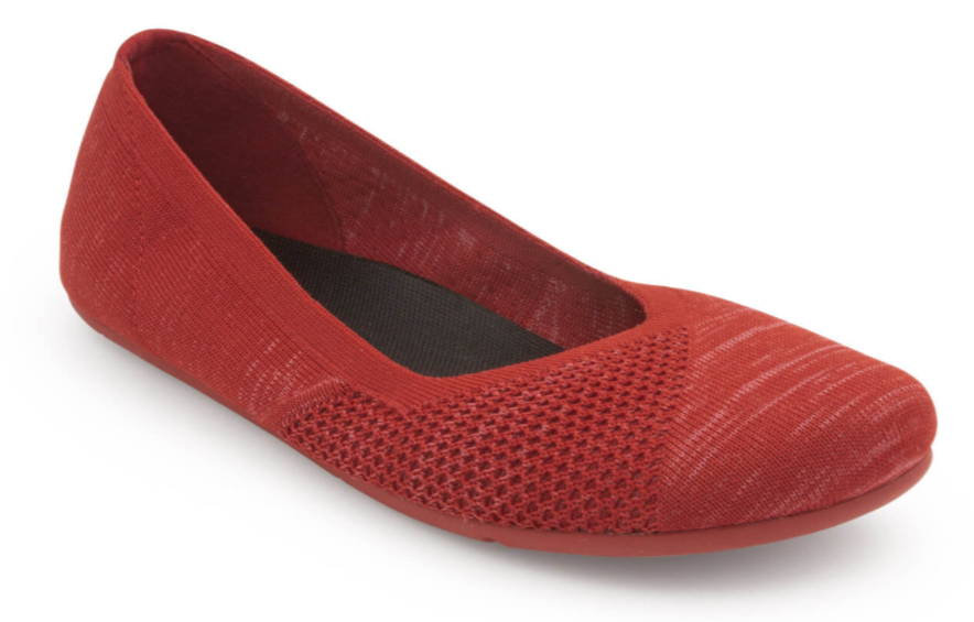 Barfußballerina, geschlossene Zehen und geschlossener Fersenbereich, elastischer Einstieg ohne Verschluss, flexible Sohle, Einzelschuh, schräge Vorderansicht
