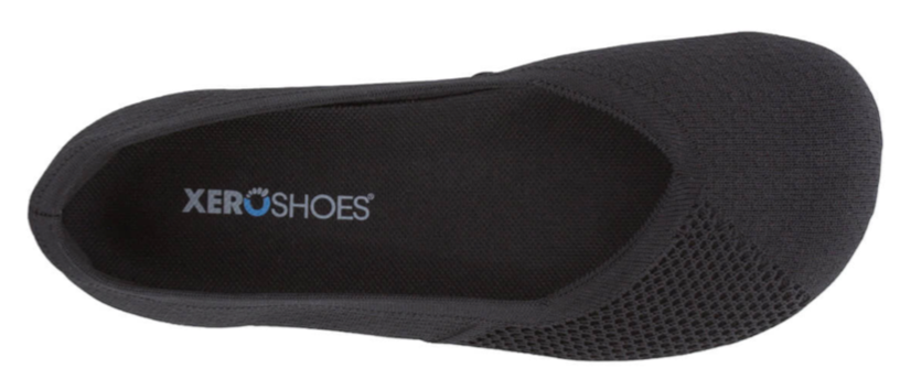 Barfußballerina, geschlossene Zehen und geschlossener Fersenbereich, elastischer Einstieg ohne Verschluss, flexible Sohle, Einzelschuh, Draufsicht