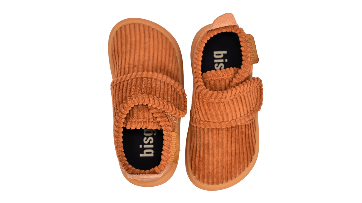 Barfußschuhhausschuh mit geschlossenen Zehen und geschlossener Ferse, Rückansicht als Paar.