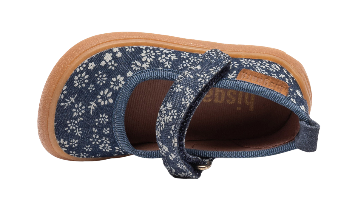 Barfußschuh mit Klettverschluss, breite Zehenbox, geschlossener Fersenbereich, Draufsicht