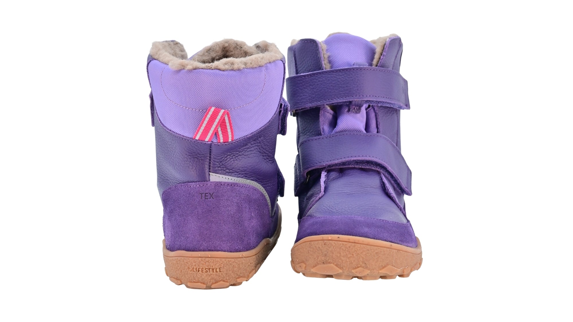 Barfußwinterstiefel als Paar mit geschlossener Ferse, Rückansicht