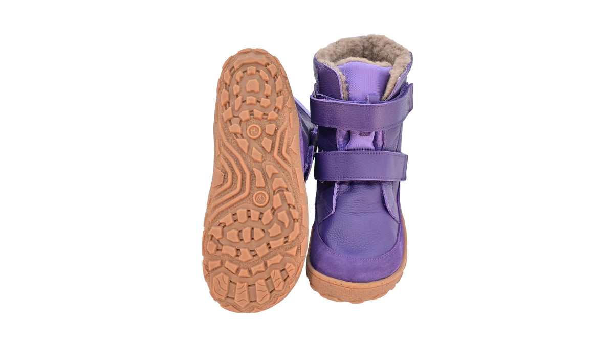 Barfußwinterstiefel mit profilierter, flexibler Sohle, Ansicht von unten