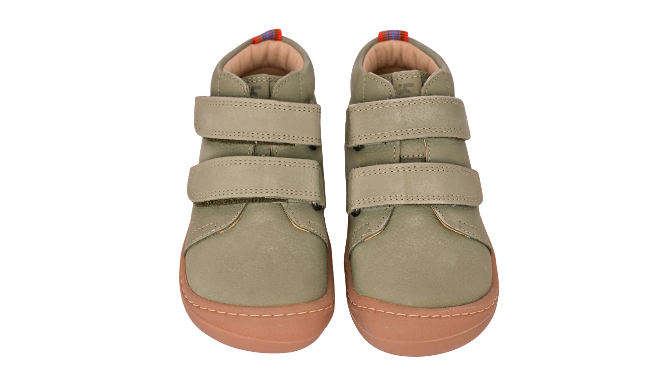Barfußschuh für Kinder mit zwei Klettverschlüssen als Paar, Draufsicht