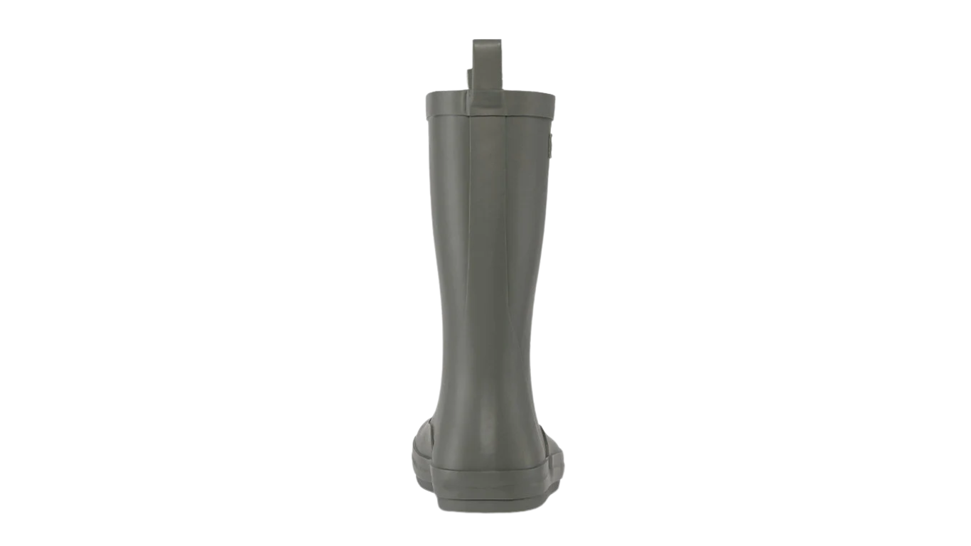 Kinder-Barfußgummistiefel als Paar mit breiter Zehenbox, geschlossenem Zehenbereich, geschlossenem Fersenbereich, hohem Schaft, flexible Sohle, Rückansicht.