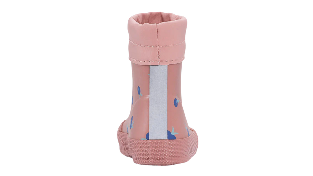 Barfußgummistiefel mit breiter Zehenbox, flexibler Sohle, geschlossenem Schaft, geschlossener Fersenbereich, Rückansicht