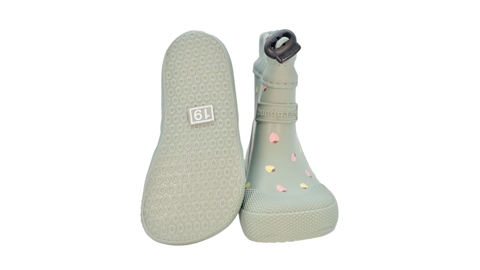 Barfußgummistiefel mit breiter Zehenbox, flexibler Sohle, geschlossenem Schaft, geschlossener Fersenbereich, Draufsicht und Ansicht von unten, Paar