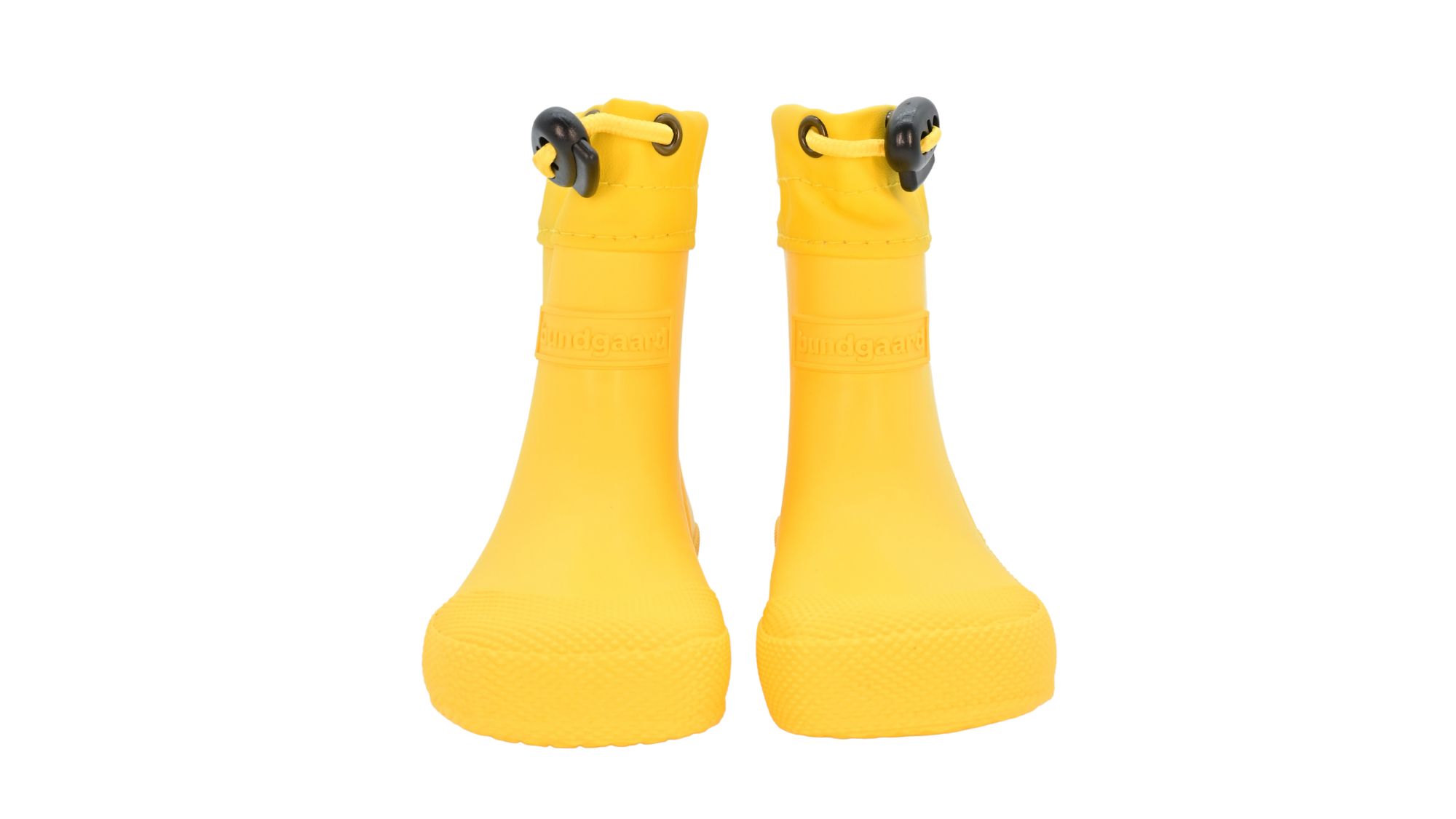 Barfußgummistiefel mit breiter Zehenbox, flexibler Sohle, geschlossenem Schaft, geschlossener Fersenbereich, Vorderansicht als Paar
