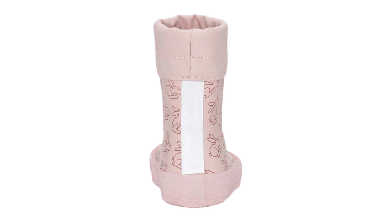 Gummistiefel für Kinder als Paar, hoher Schaft mit Tunnelzug, geschlossene Zehen und geschlossener Fersenbereich, profilierte Sohle, Einzelschuh, Rückansicht