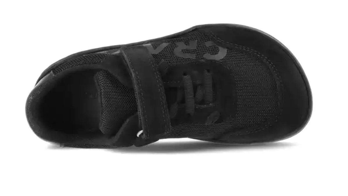 Barfußschuh für Kinder mit Klettverschluss, breiter Zehenbox, flacher flexibler Sohle, geschlossene Zehen und Ferse, Draufsicht