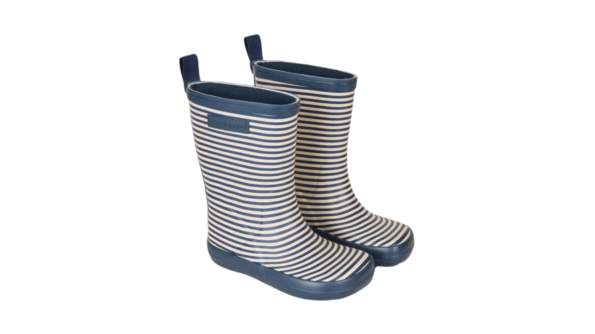 Barfußgummistiefel mit breiter Zehenbox, flexibler Sohle, geschlossenem Schaft, geschlossener Fersenbereich, schräge Vorderansicht, Paar