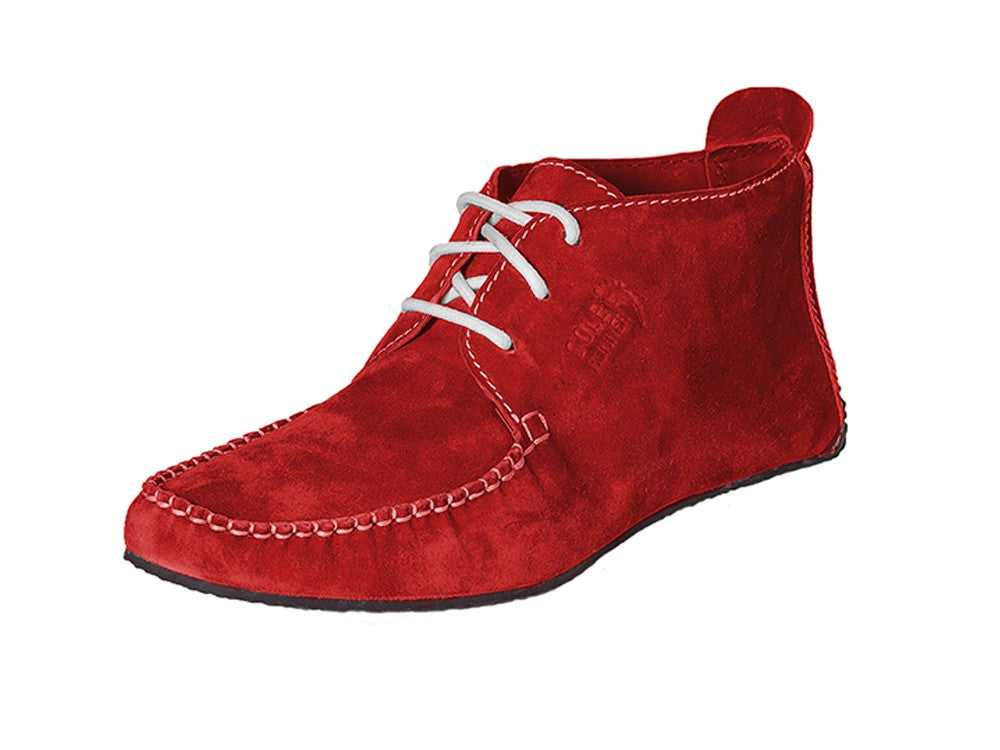 Barfußschuh, geschlossene Zehen und geschlossener Fersenbereich, Schnürsenkel, flexible Sohle, einzelner Schuh, schräge Vorderansicht