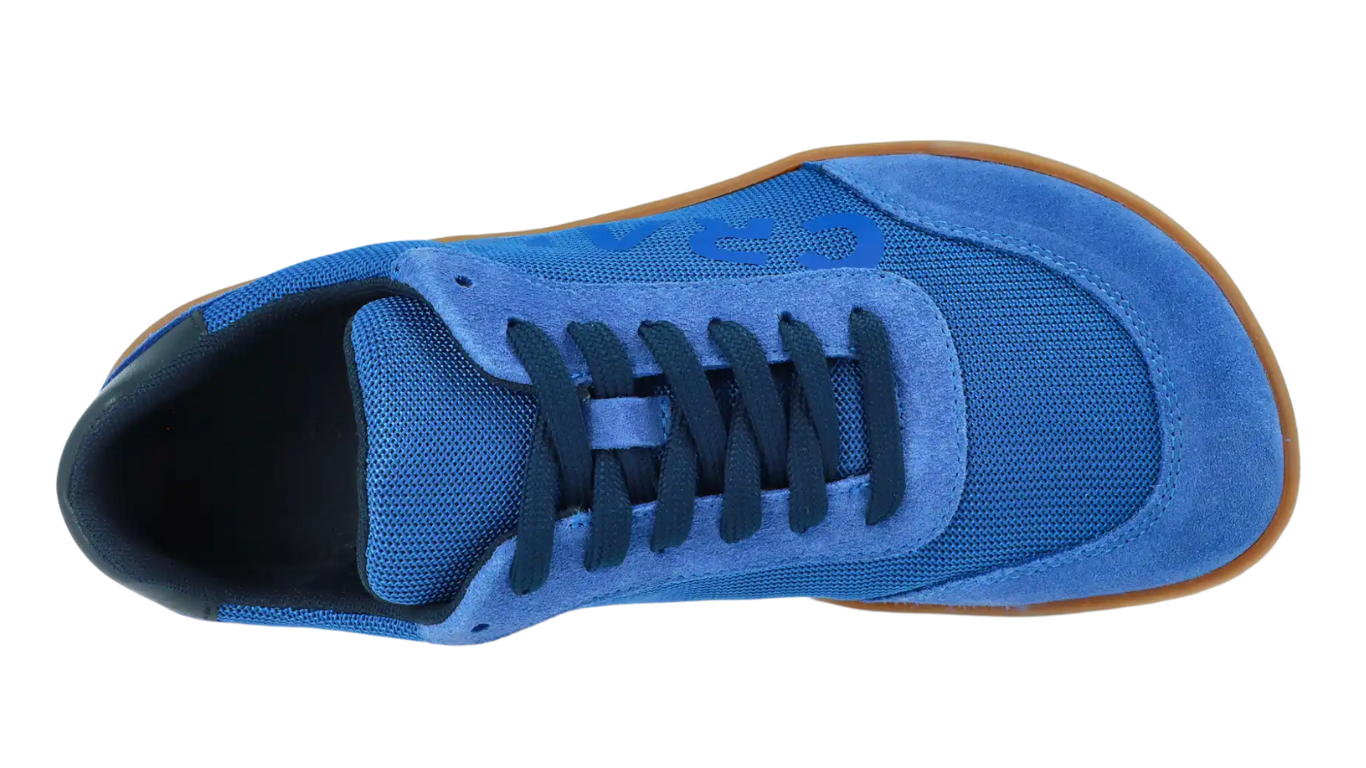 Barfußschuh für Kinder mit Schnürung, breite Zehenbox, flache flexible Sohle, geschlossene Zehen und Ferse, Draufsicht