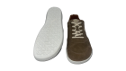 Barfußschuh mit Schnürung, geschlossenen Zehen und geschlossener Ferse, flache Sohle, Ansicht von unten und Draufsicht, Paar