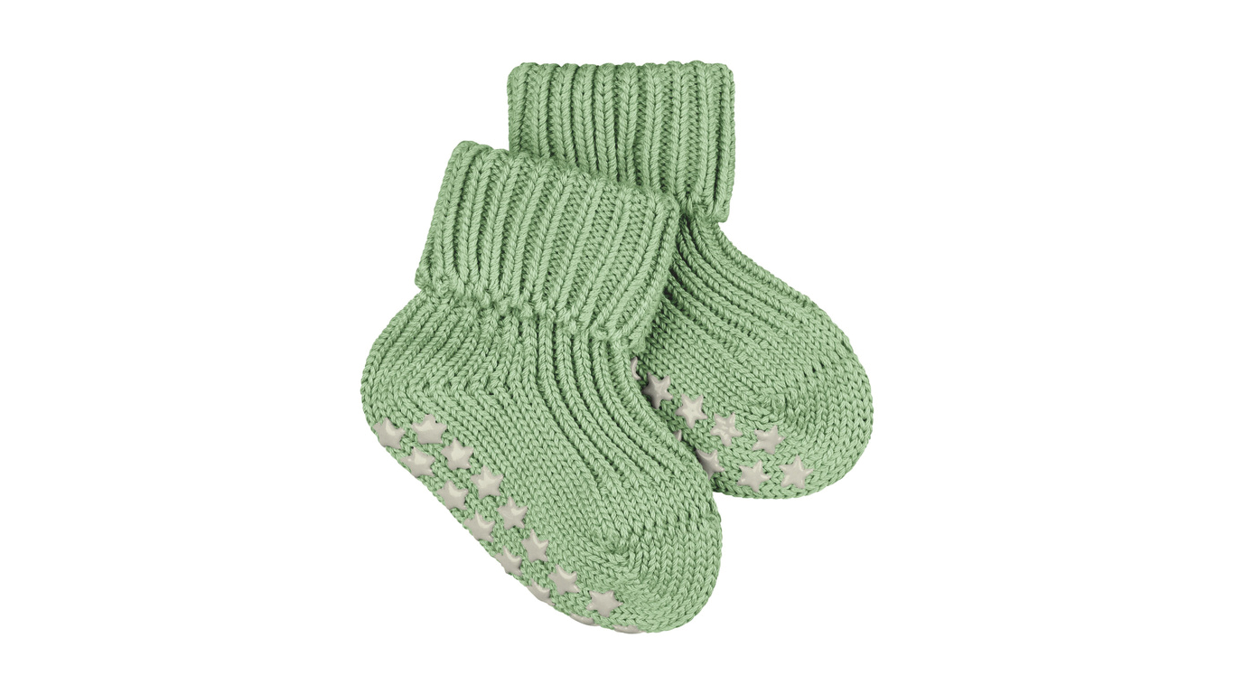 Baby-Socken, Paaransicht, gestrickte Struktur, elastischer Bund, Ansicht schräg von vorn