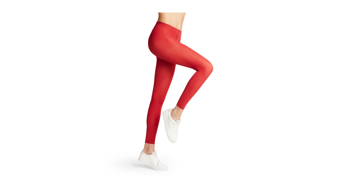 Damen-Leggings in Knöchellänge getragen am Bein, Detailansicht.