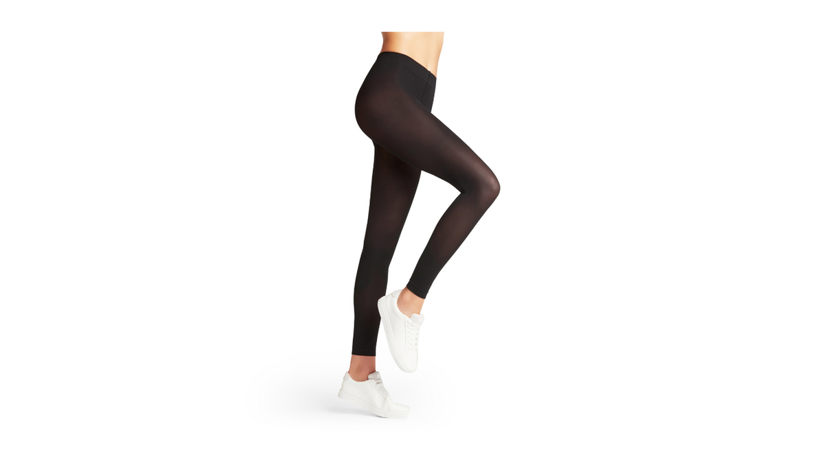 Damen-Leggings in Knöchellänge getragen am Bein, Detailansicht.