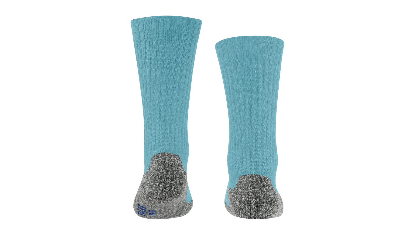 Socke als Paar mit mittelhohem Schaft und geschlossenem Fersenbereich, Rückansicht.