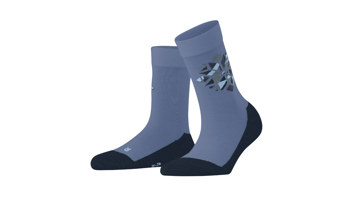 Paar Kindersocken in Wadenhöhe mit verstärktem Fersen- und Zehenbereich sowie Motiv am Schaft, Seitenansicht