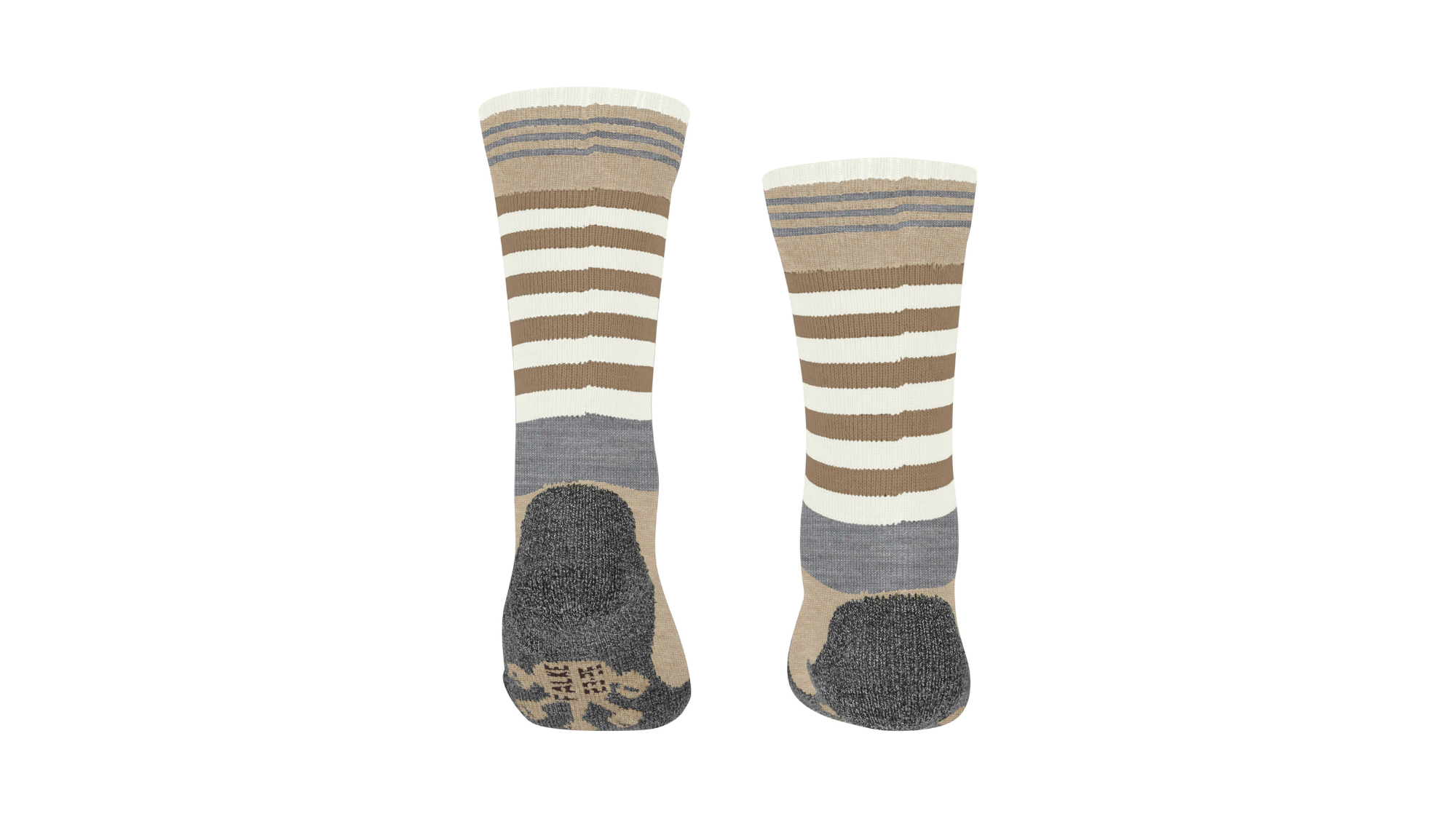 Paar wadenhohe Kindersocken mit Streifenmuster und abgesetztem Fersen- und Zehenbereich, Rückansicht