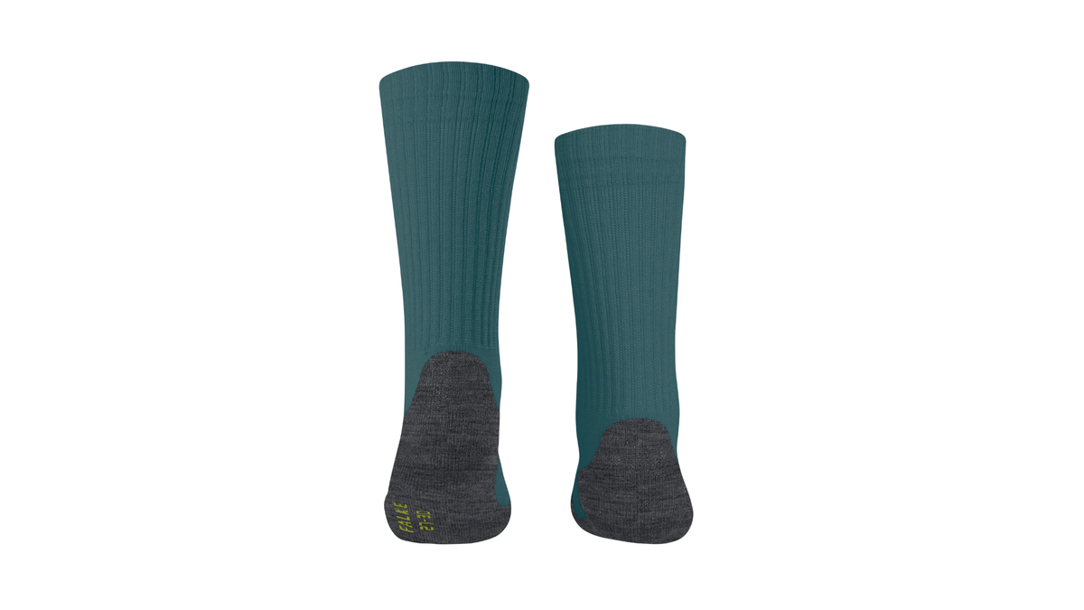 Socke als Paar mit mittelhohem Schaft und geschlossenem Fersenbereich, Rückansicht.