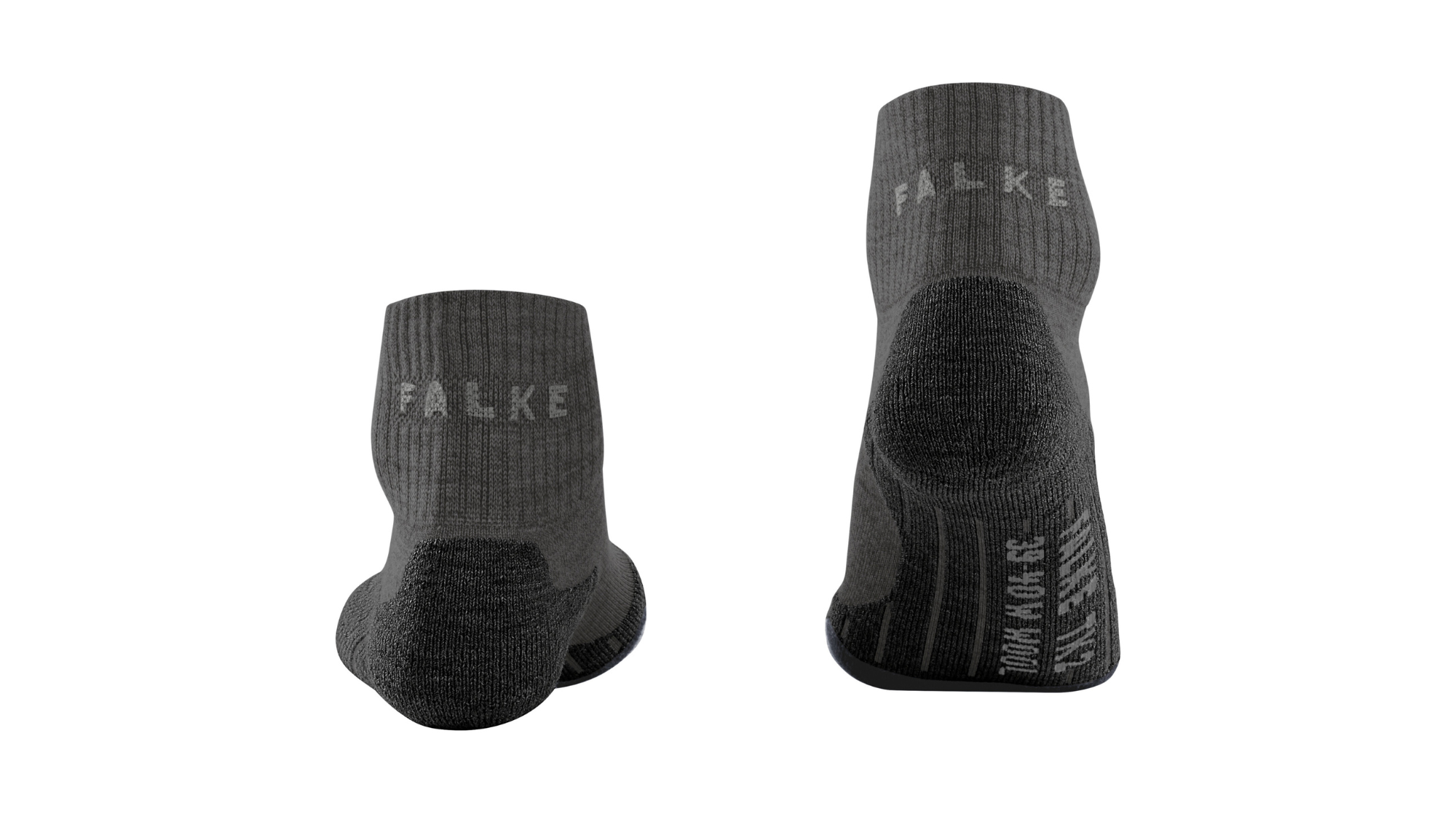 Trekking-Socke für Erwachsene, Paaransicht, mittelhoher Schaft, geformter Fersenbereich, Rückansicht