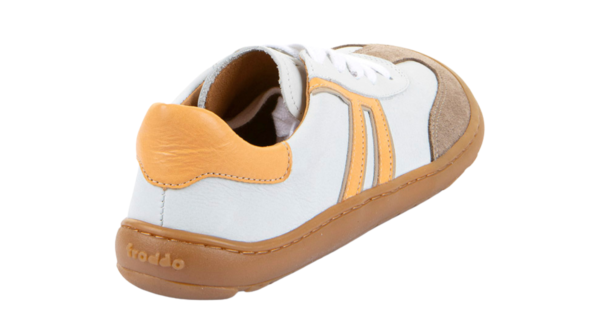 Barfußschuh, geschlossene Zehen und geschlossener Fersenbereich, Schnürung, flexible Sohle, Einzelschuh, Rückansicht