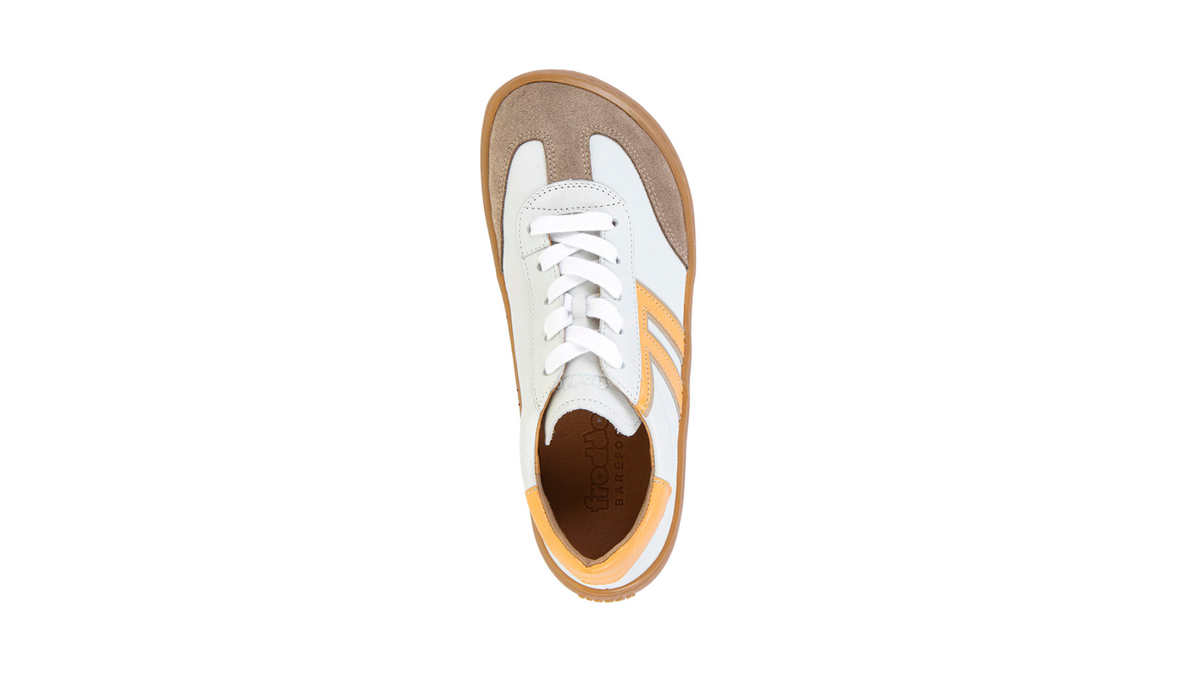 Barfußschuh, geschlossene Zehen und geschlossener Fersenbereich, Schnürung, flexible Sohle, Einzelschuh, Draufsicht