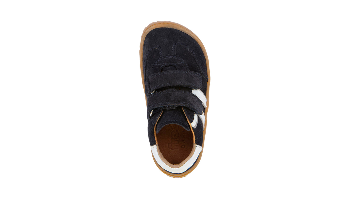 Barfußschuh für Kinder, geschlossene Zehen und geschlossener Fersenbereich, zwei Klettverschlüsse, flexible Sohle, Einzelschuh, Draufsicht