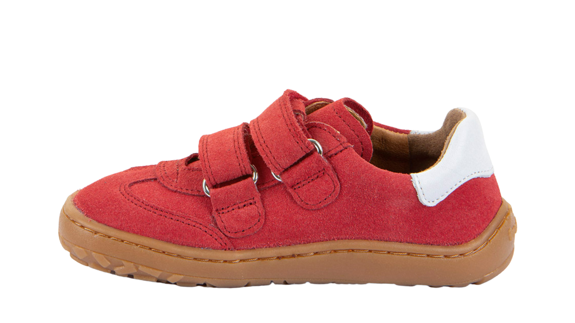 Barfußschuh für Kinder, geschlossene Zehen und geschlossener Fersenbereich, zwei Klettverschlüsse, flexible Sohle, Einzelschuh, Seitenansicht innen