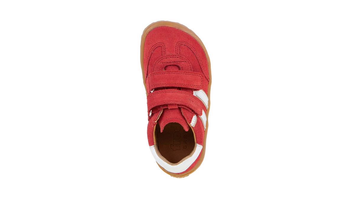 Barfußschuh für Kinder, geschlossene Zehen und geschlossener Fersenbereich, zwei Klettverschlüsse, flexible Sohle, Einzelschuh, Draufsicht