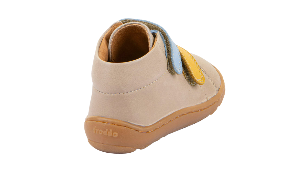 Barfußschuh für Kinder, geschlossene Zehen und geschlossener Fersenbereich, zwei Klettverschlüsse, flexible Sohle, Einzelschuh, Rückansicht