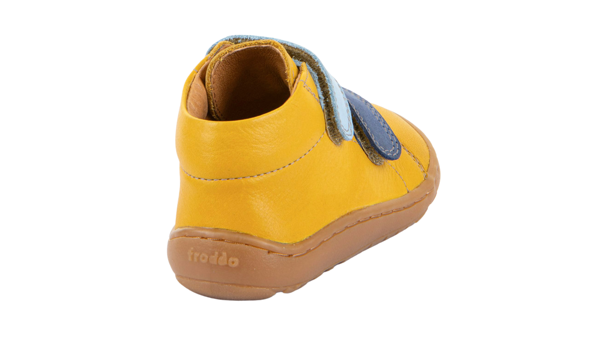 Barfußschuh für Kinder, geschlossene Zehen und geschlossener Fersenbereich, zwei Klettverschlüsse, flexible Sohle, Einzelschuh, Rückansicht