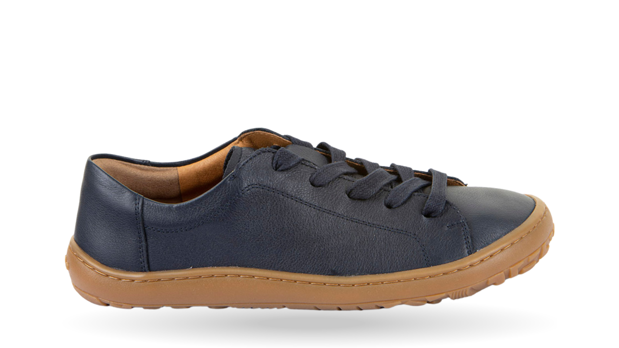 Barfußschuh, geschlossene Zehen und geschlossener Fersenbereich, Schnürung, flexible Sohle, Einzelschuh, Seitenansicht außen