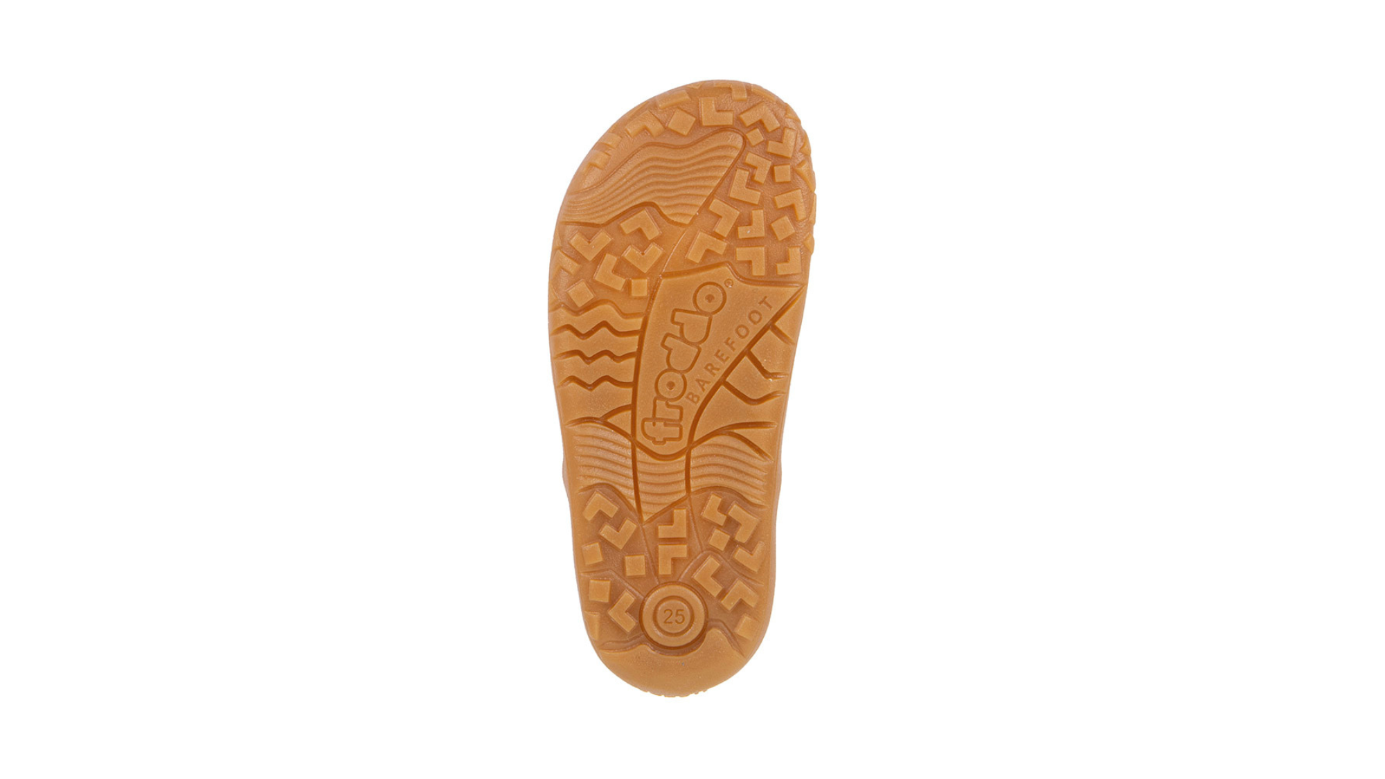 Barfußschuh für Kinder, geschlossene Zehen und geschlossener Fersenbereich, Klettverschluss und elastische Riemen, flexible Sohle, Einzelschuh, Ansicht von unten