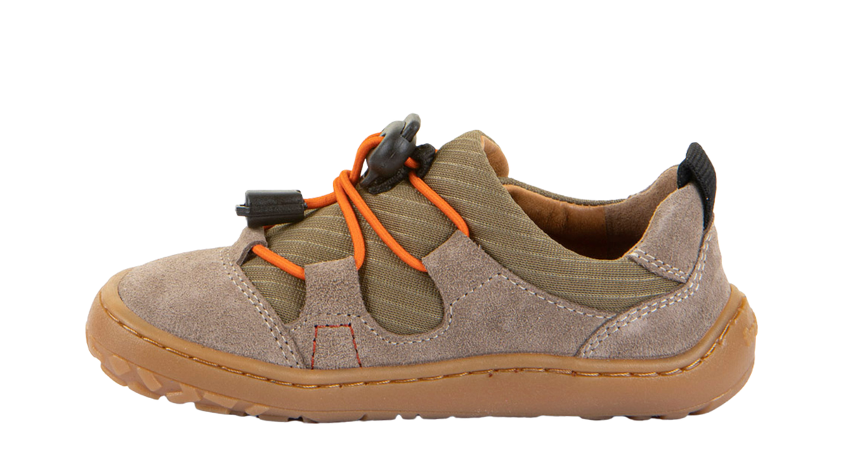 Barfußschuh für Kinder, geschlossene Zehen und geschlossener Fersenbereich, elastische Schnürung mit Schnellverschluss, seitliche Aussparungen, flexible Sohle, Einzelschuh, Seitenansicht innen