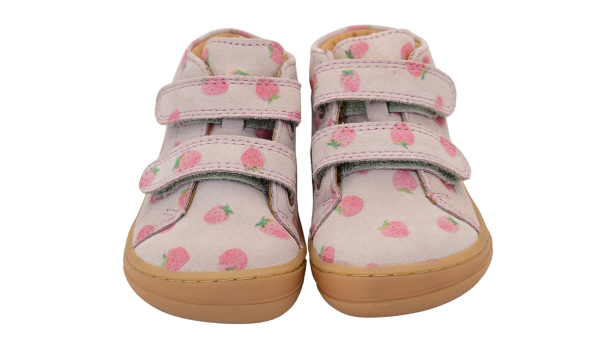 Barfußschuhe für Kinder mit zwei Klettverschlüssen, geschlossene Zehen und geschlossener Fersenbereich, Vorderansicht, Paar