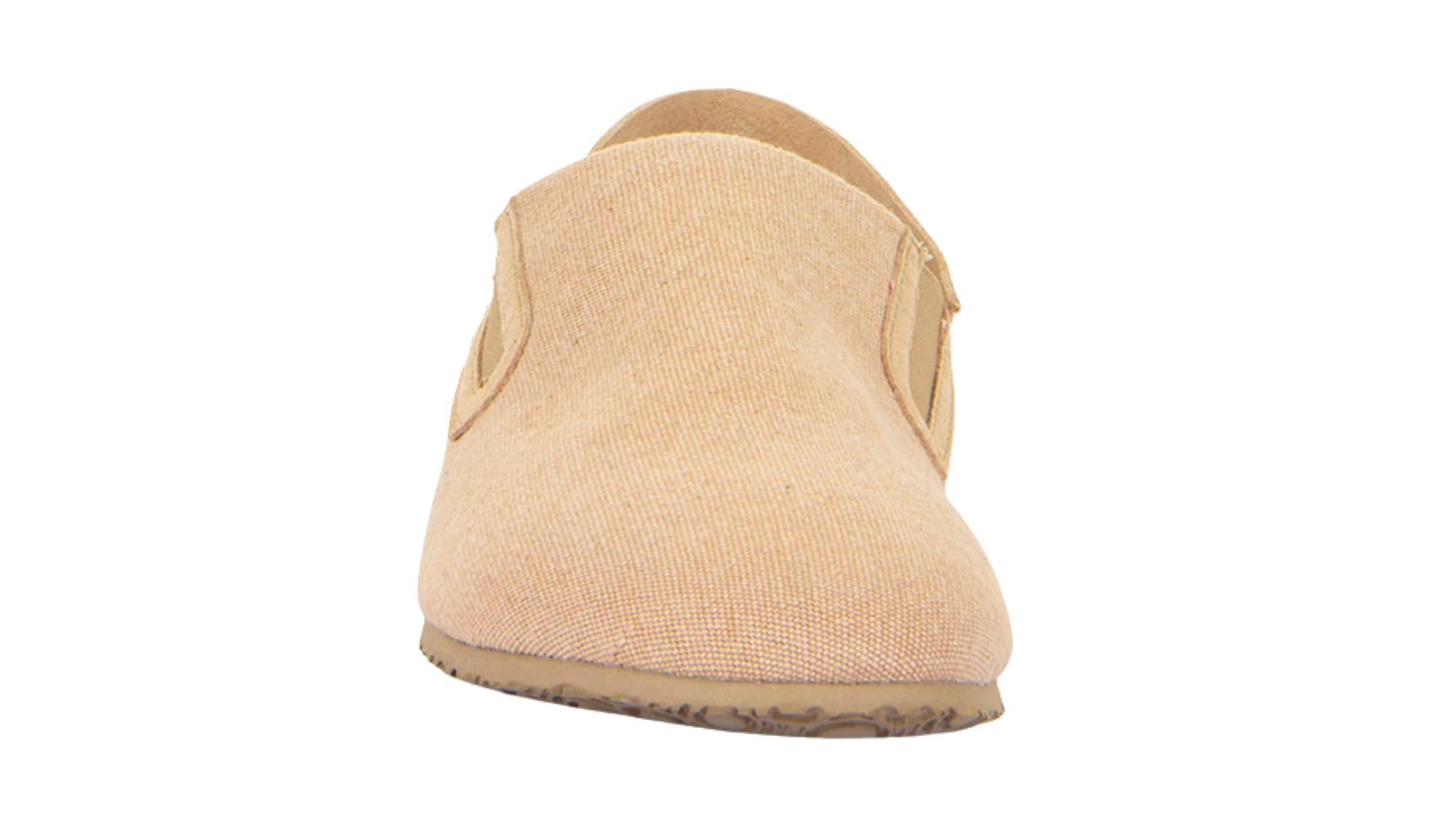 Barfußschuhe als Slipper mit elastischem Einsatz, geschlossene Zehen und geschlossener Fersenbereich, einzelner Schuh, Vorderansicht