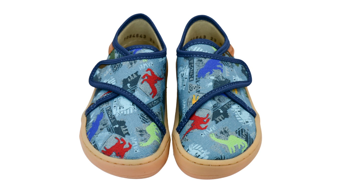 Barfußschuhe mit Klettverschluss, geschlossene Zehen und geschlossener Fersenbereich, Draufsicht, Paar