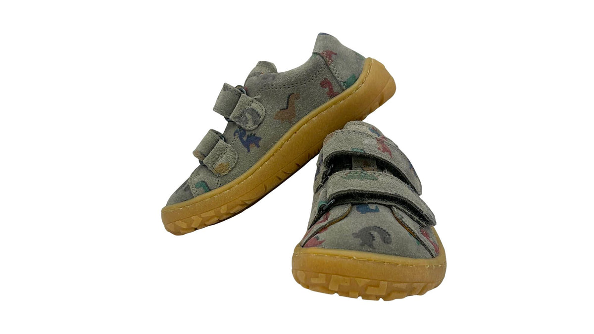 Barfußschuhe für Kinder mit zwei Klettverschlüssen, geschlossene Zehen und geschlossener Fersenbereich, Seitenansicht innen