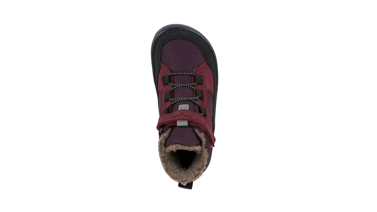 Gefütterter Kinder-Barfußschuh mit Klettverschluss, Schnellverschluss und geschlossenen Zehen, Draufsicht