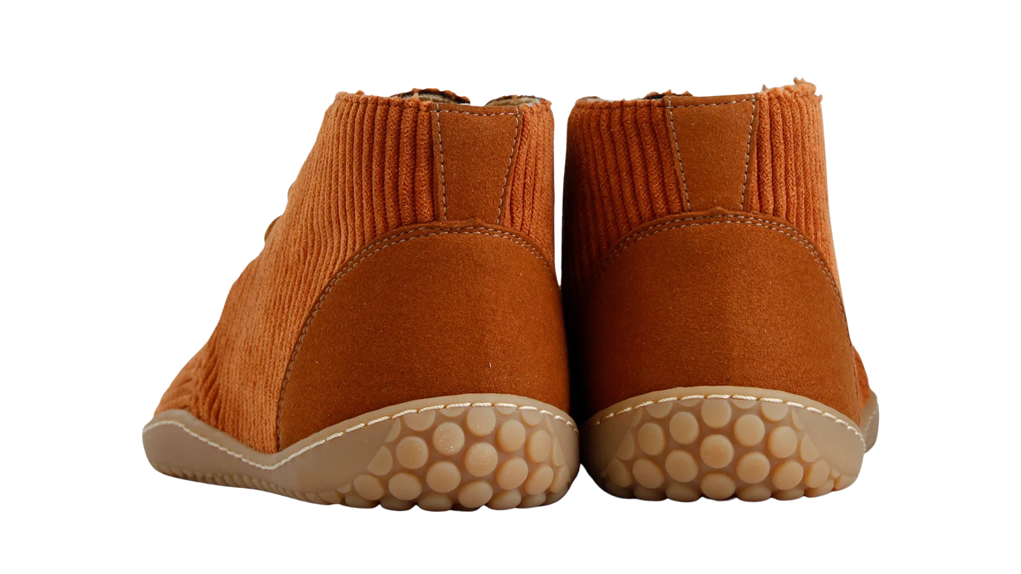 Paar Barfuß-Booties für Erwachsene mit knöchelhohem Schaft und flacher Sohle, Rückansicht