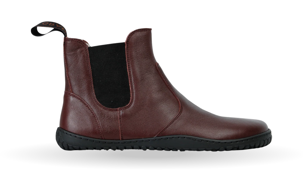 Winter-Chelsea-Barfußschuh für Erwachsene mit elastischem Seiteneinsatz und Fersenschlaufe, Seitenansicht außen