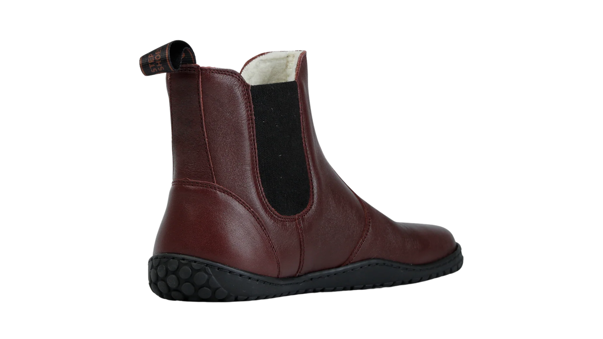 Winter-Chelsea-Barfußschuh für Erwachsene mit elastischem Seiteneinsatz und flacher Sohle, Seitenansicht innen
