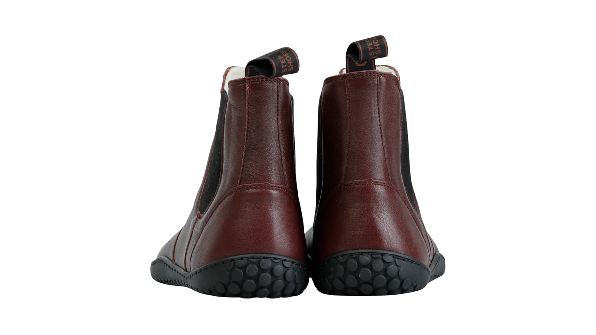 Paar Winter-Chelsea-Barfußschuhe für Erwachsene mit Fersenschlaufen und knöchelhohem Schaft, Rückansicht