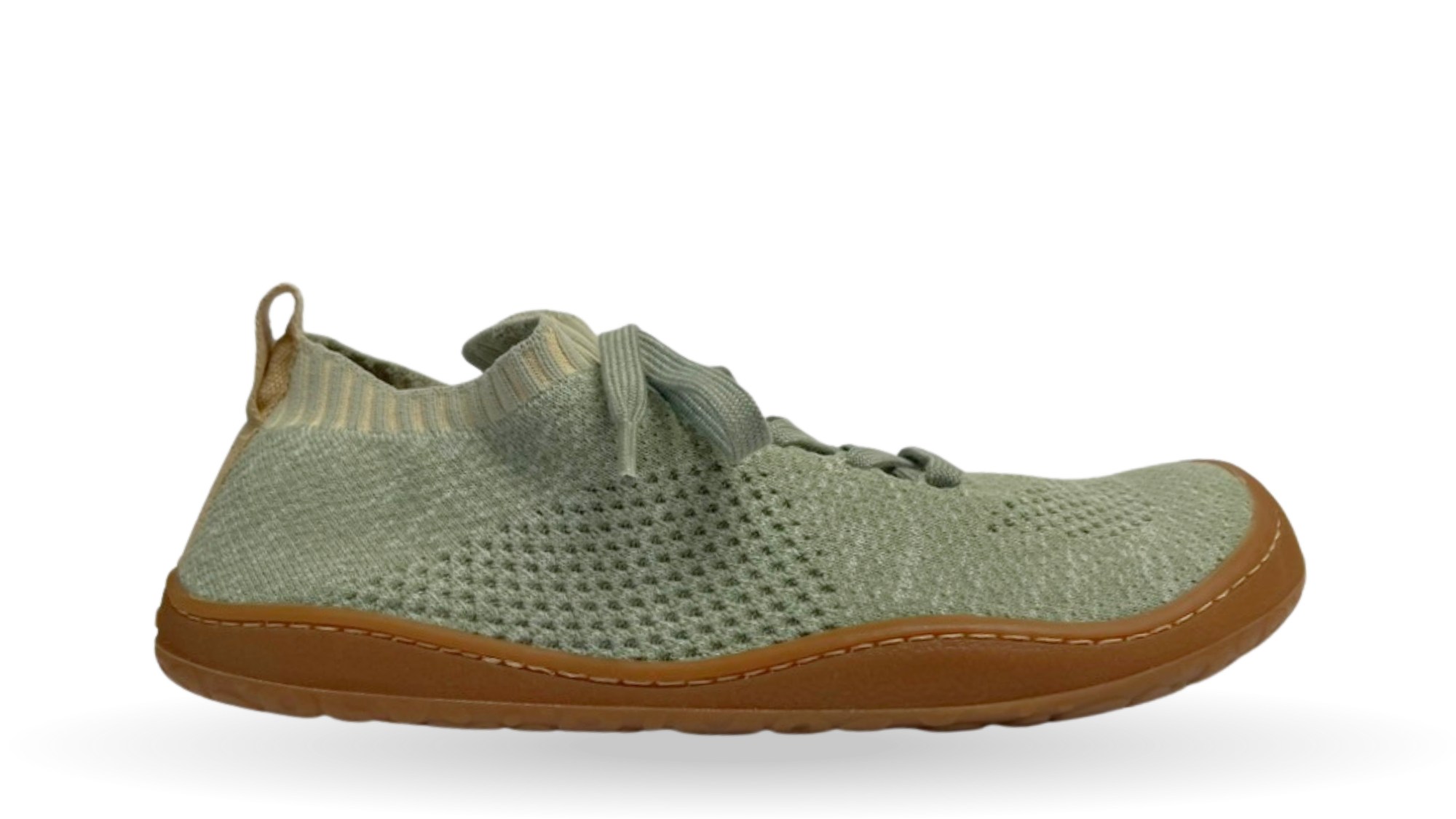 Barfußschuh mit Schnürsenkeln, geschlossener Zehenbox und geschlossenem Fersenbereich, flexible Sohle, Seitenansicht außen