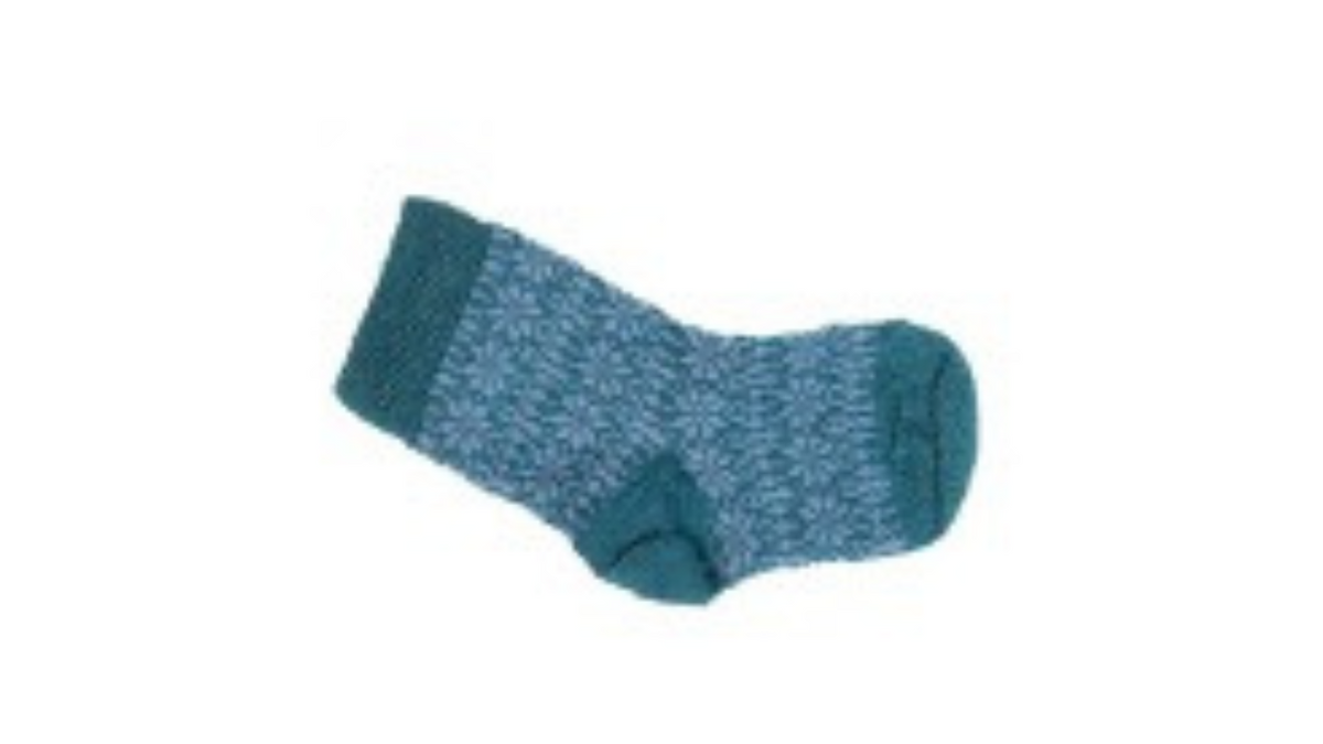 Socken ohne separate Zehen, wadenhoher Schaft, elastischer Bund, gemustertes Schaftteil, verstärkter Fersen- und Zehenbereich, Draufsicht