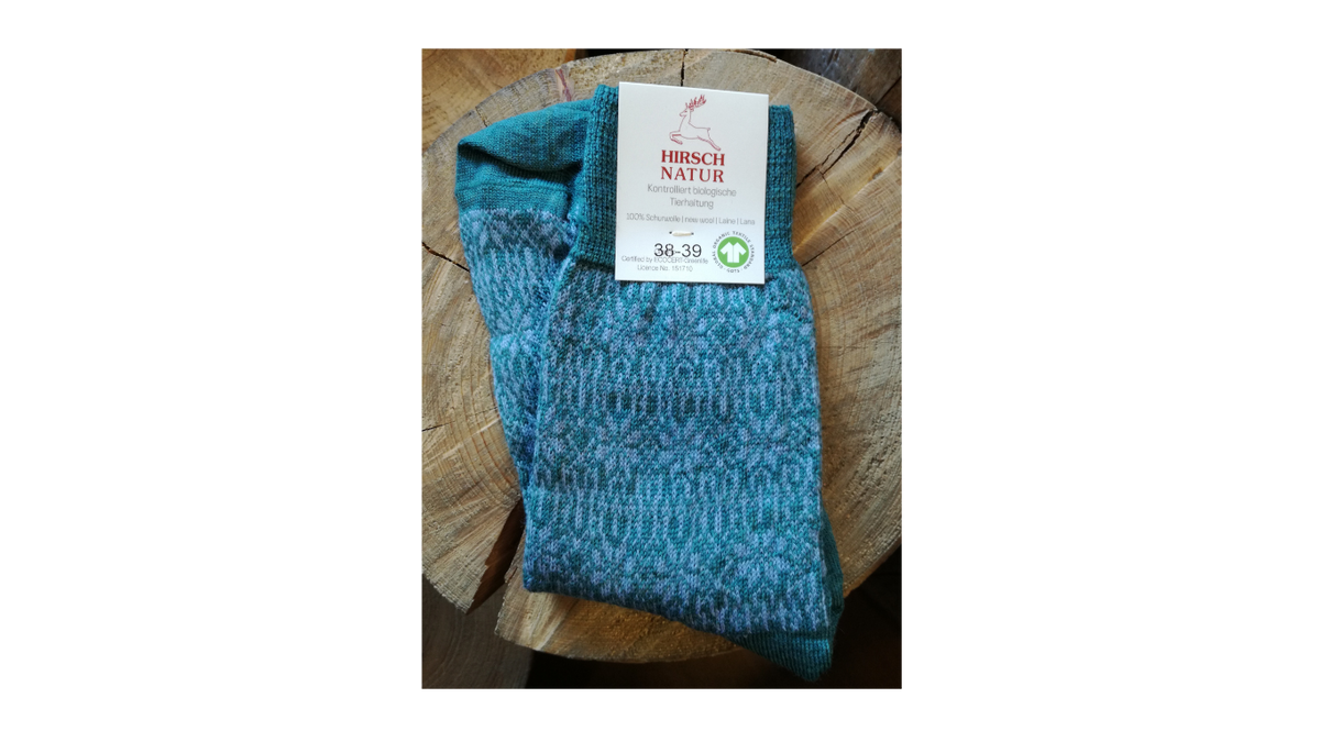 Socken ohne separate Zehen, wadenhoher Schaft, elastischer Bund, gemustertes Schaftteil, verstärkter Fersen- und Zehenbereich, Draufsicht
