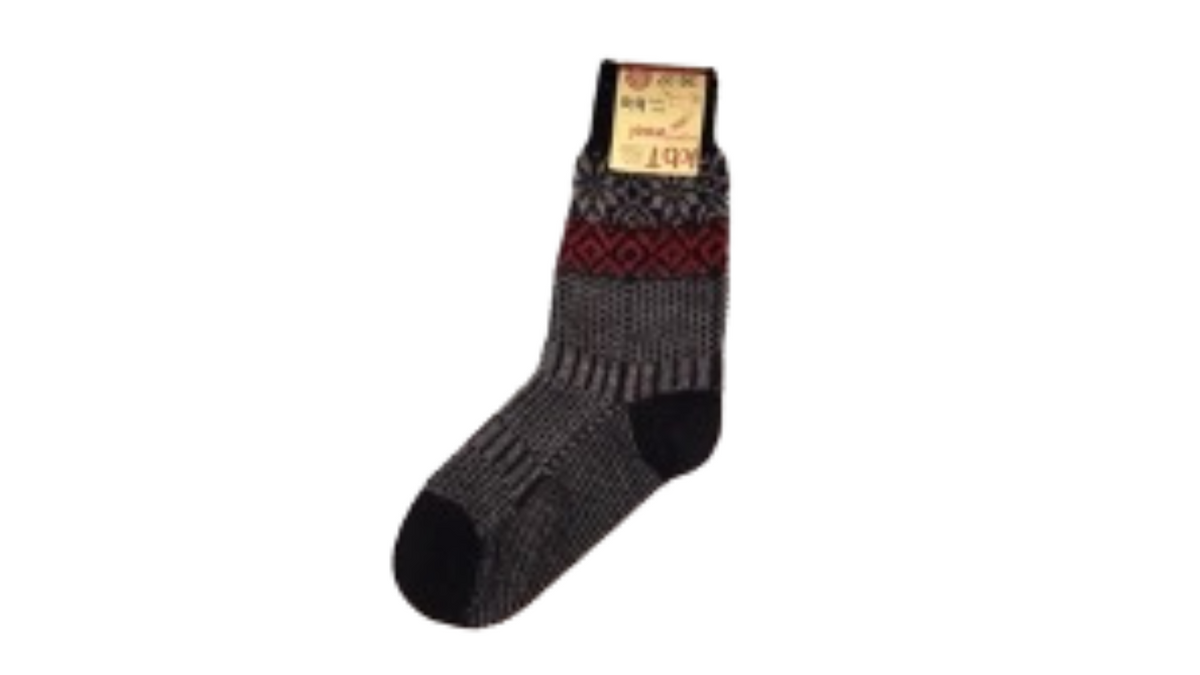 Socken ohne separate Zehen, wadenhoher Schaft, elastischer Bund, gemustertes Schaftteil, verstärkter Fersen- und Zehenbereich, Draufsicht